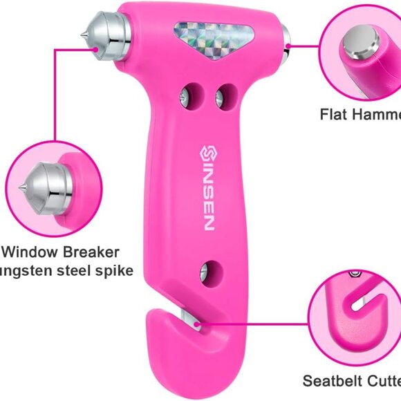 Car Safety Hammer, Automotive Window Breaker and Seatbelt Cutter for Women, Road - Picture 4 of 9
